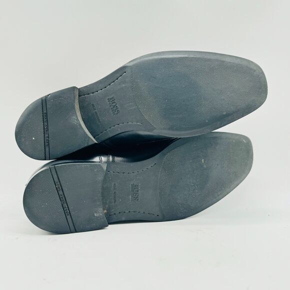 Hugo Boss Shoes Mens 9 Black Leather Oxford Wingtip Dress Casual Italy Lace Up - Picture 9 of 11